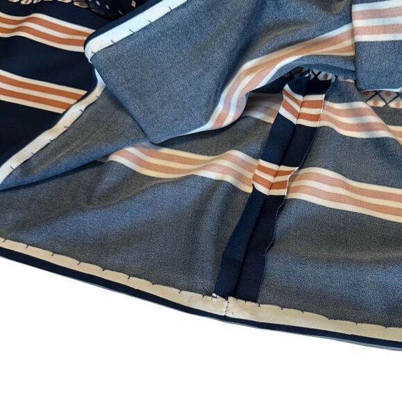 Vintage 70s R&K Knits Midi Dress Navy Blue Retro Scarf Neck Long Sleeve Sz Small - Picture 7 of 10